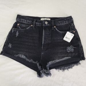 We The Free Button-fly Raw-Hem Shorts in Black size 26